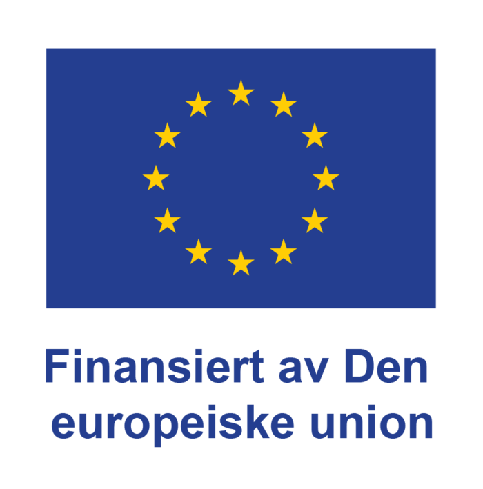EU flagg og tekst: finansiert av den europeiske Union