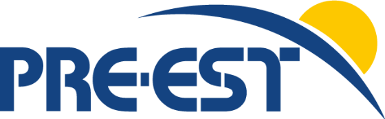logo with text "PRE EST" and a yellow circle
