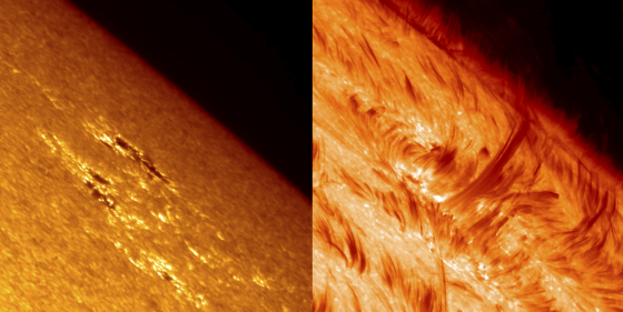Satellite images of the Sun's surface and atmosphere
