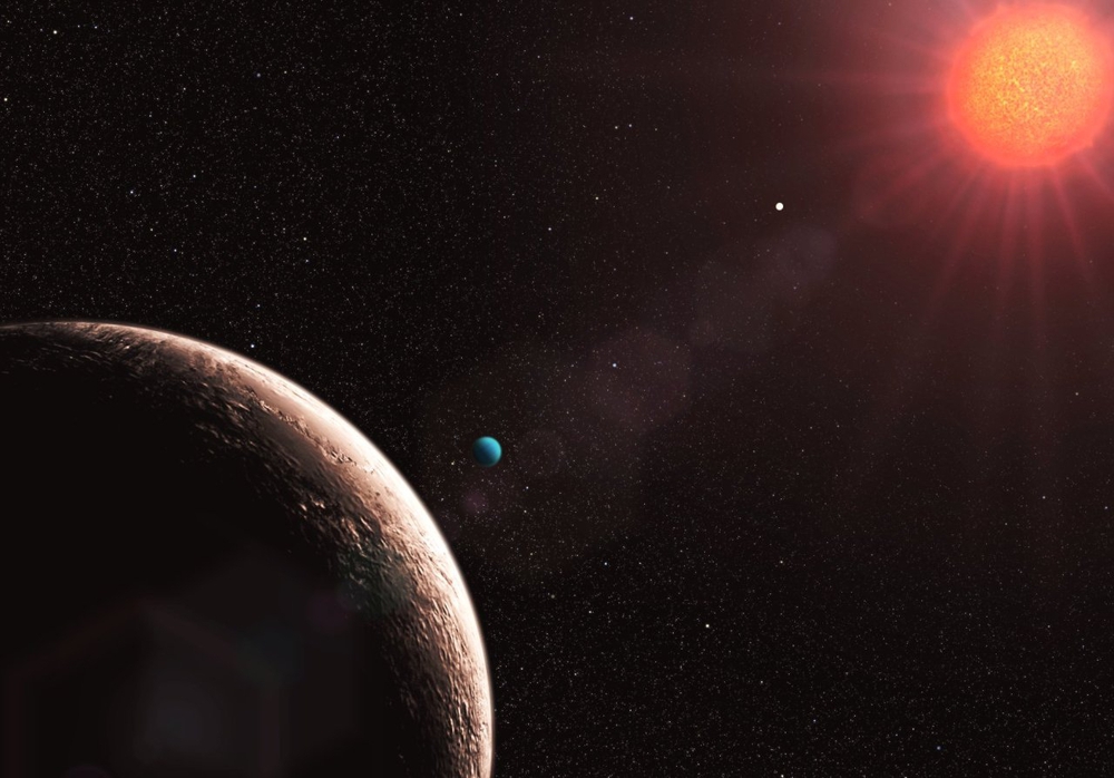 kunstnarisk illustrasjon av ein planet og ei stjerne