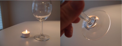 Linsing vist gjennom stetten på et vinglass