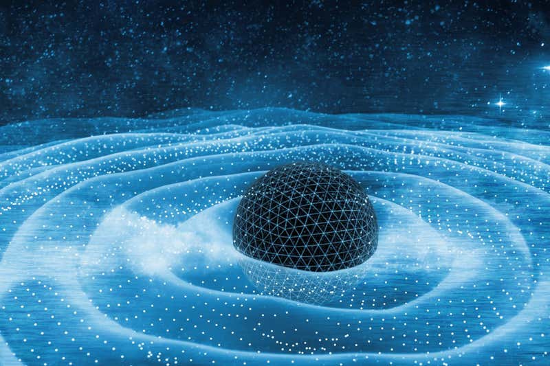 illustrasjonen av en svart hull og gravitasjonsbølger rundt 