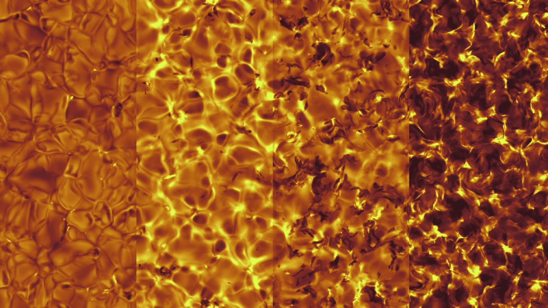 Synthetic image in the Ca II 8542 Å line showing granulation, reverse granulation, and the chromosphere