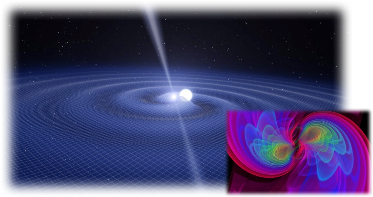 kunsterinsk illustrasjon av en pulsar og en hvit dvergstjerne