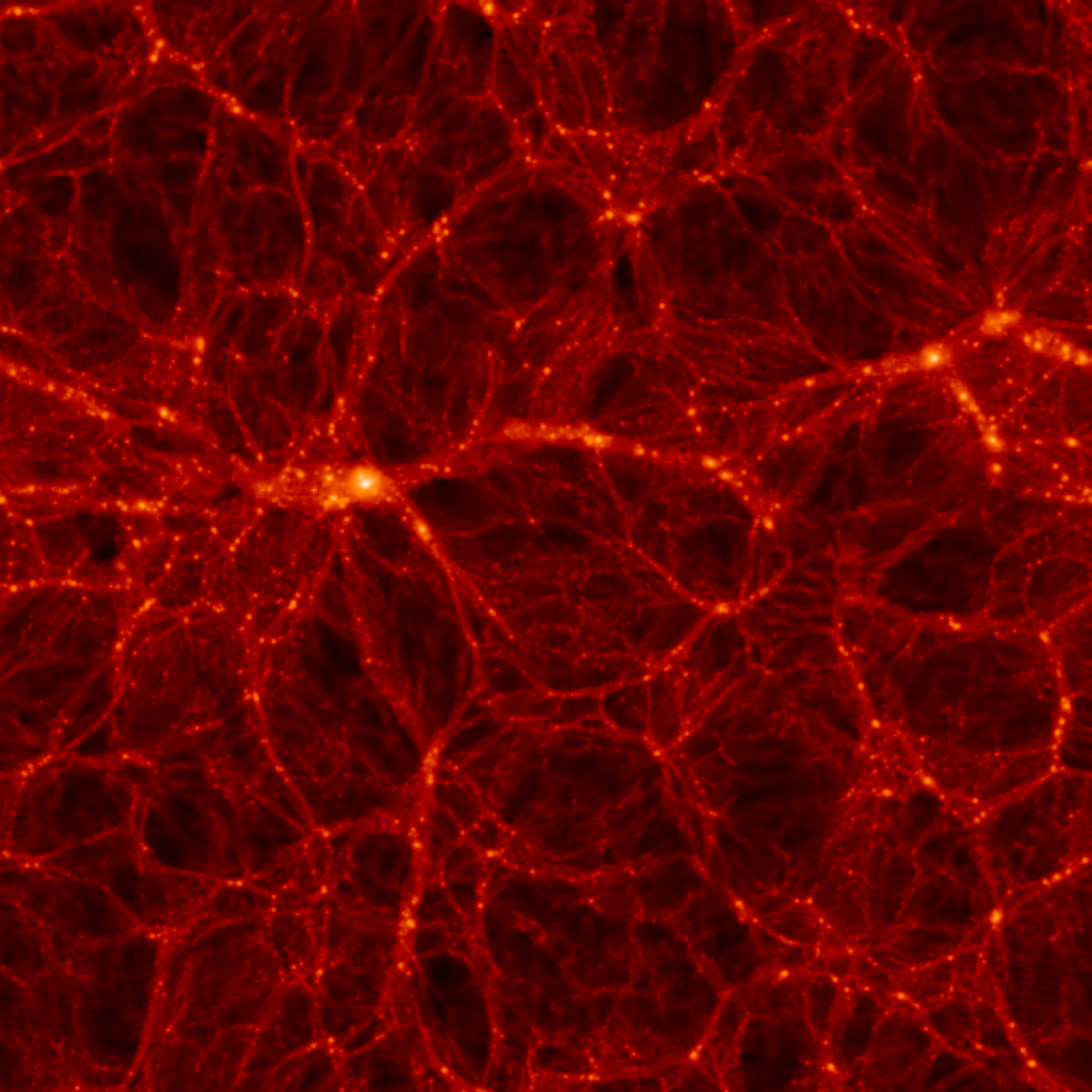 red image of filaments showing the cosmic web