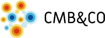 logo av CMB&CO, oransje og blåe sirkler