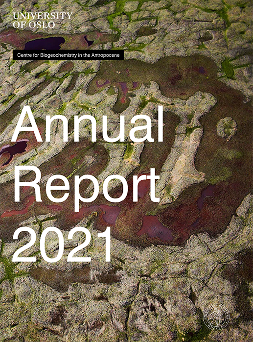 Cover of the annual report 2021: Plant community, Ecoregion, Plant, Natural landscape, Organism.