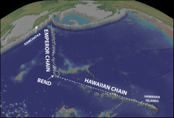 The Hawaiian-Emperor seamount chain. Image: Google Earth