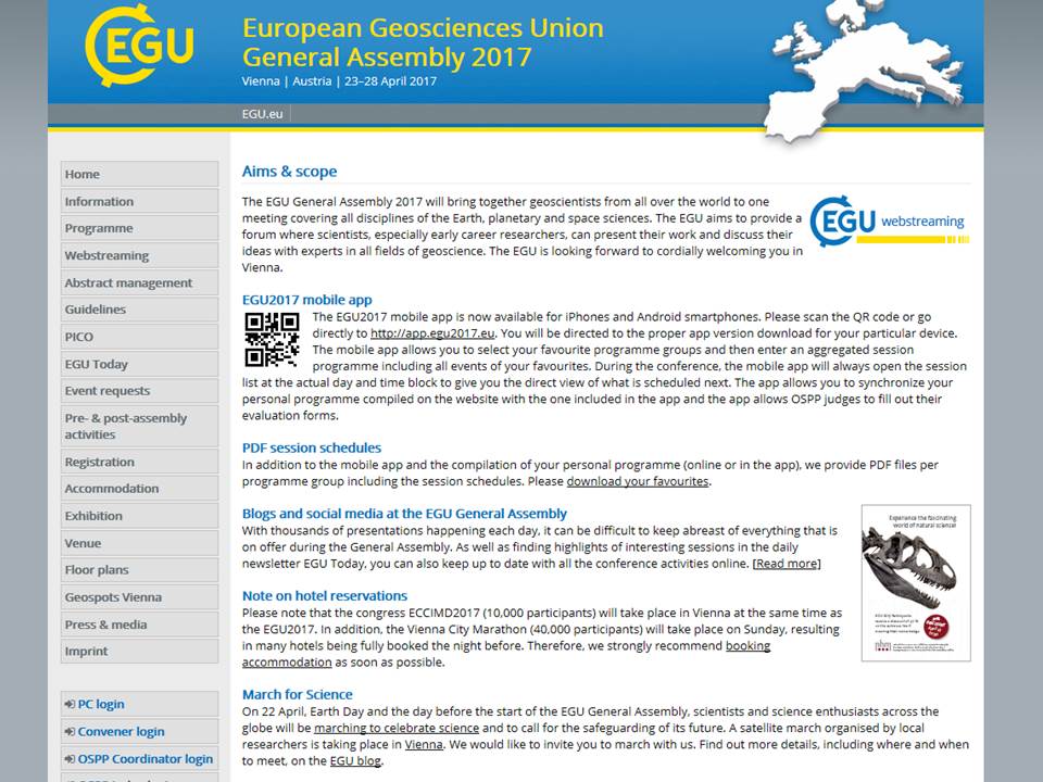 Visit EGU 2017 on WWW: www.egu2017.eu