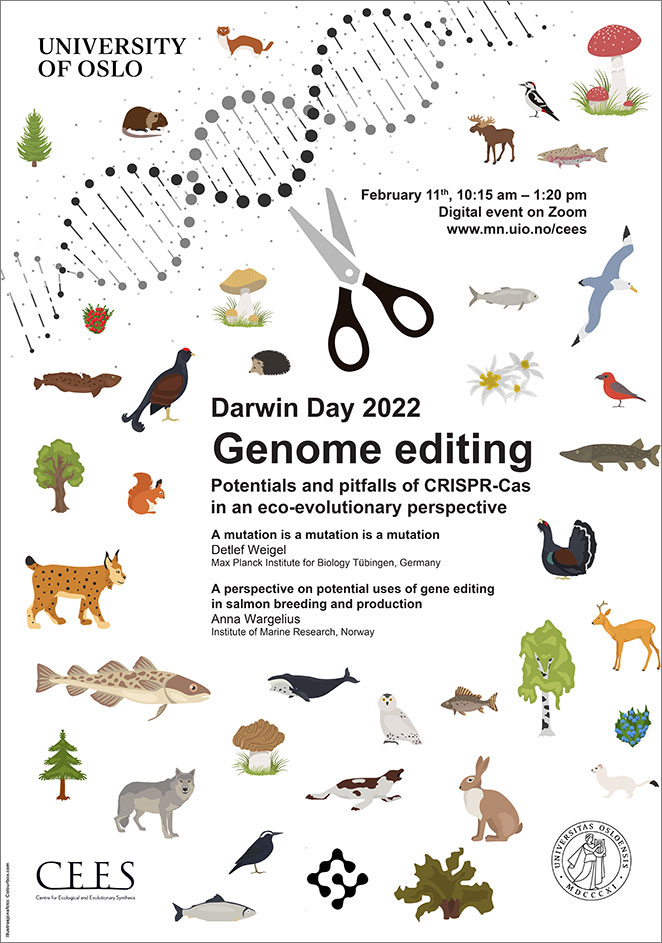 Darwin Day 2022 poster (DNA helix and scissors)