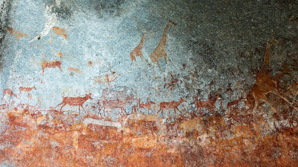 Photo of cave paintings.