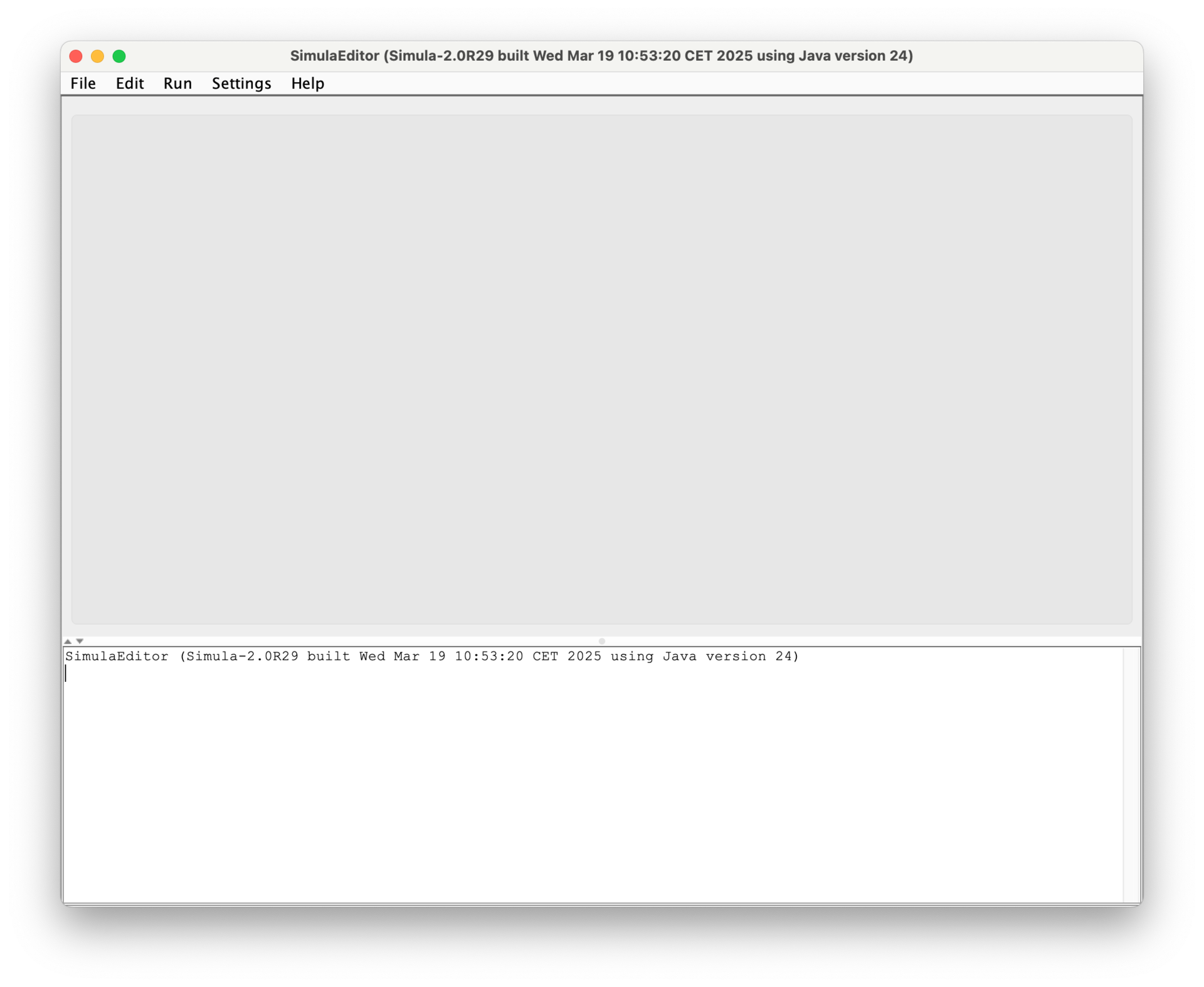 Screen dump of the Simula editor