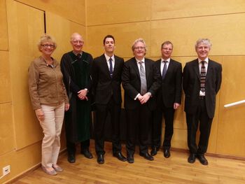 Ph.d. defence of Marius Aursnes June 20th 2014.
From left to right: Berit Smestad Paulsen, Henrik Schultz, Marius Aursnes, Trond Vidar Hansen, Markus Kalesse and Odd Reidar Gautun.