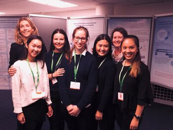 PharmaSafe at Farmasidagene 2017. From left: Hedvig Nordeng, Tran Nguyen, Eirin Guldsten Robinson, Karin Svensberg, Elin Thuy, Ingunn Björnsdottir and Bich Truong.&amp;#160; Photo: Hedvig Nordeng.&amp;#160;
