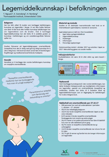 Poster: Legemiddelkunnskap i befolkningen.&amp;#160; Tran Nguyen*, Karin Svensberg, Hedvig Nordeng.