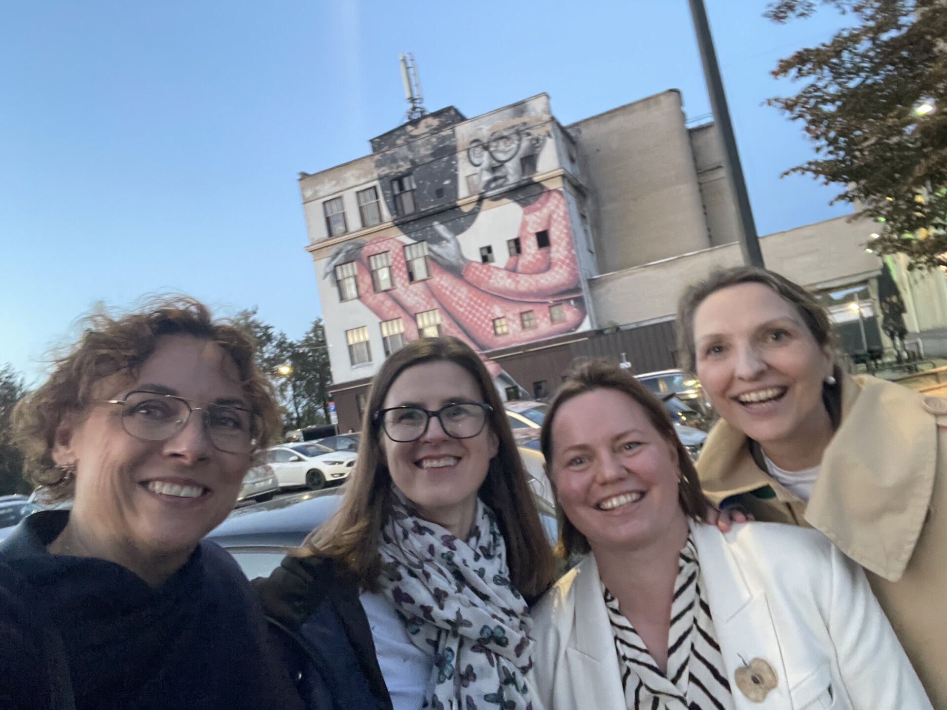 Anne Gerd, Indre, and colleagues smiling for a selfie.
