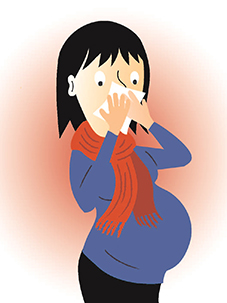 Gravid med tett nese og forkjølelse