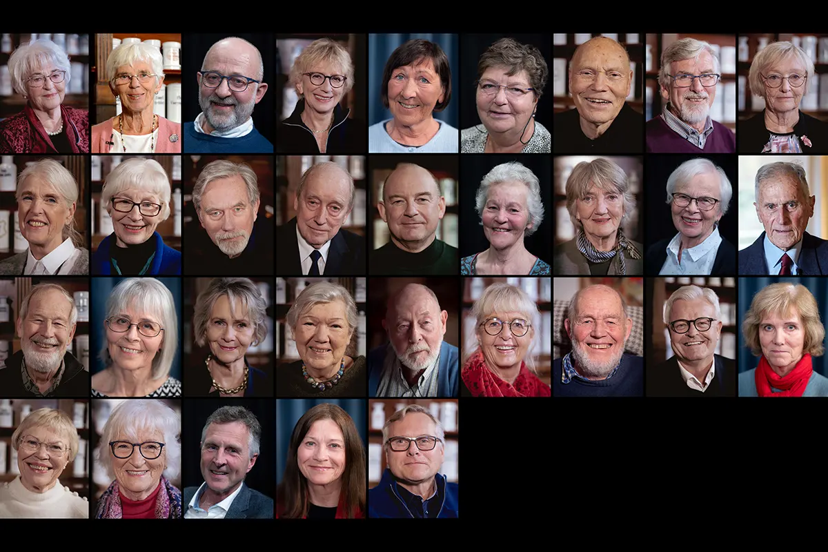 Collage av portrett av alle deltakarane i podkasten