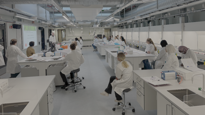 studenter får undervisning i lab