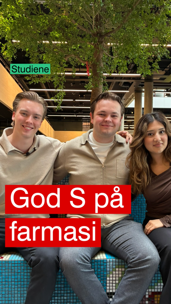 3 studenter og tekst: God S på farmasi
