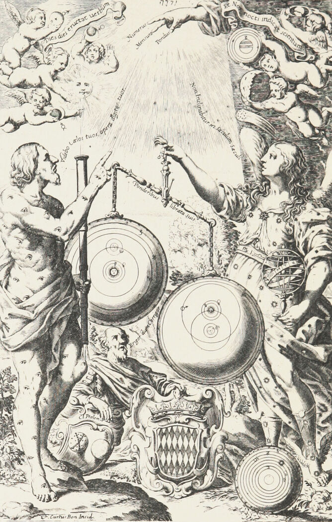 Frontispiece of Riccioli's 1651 New Almagest.