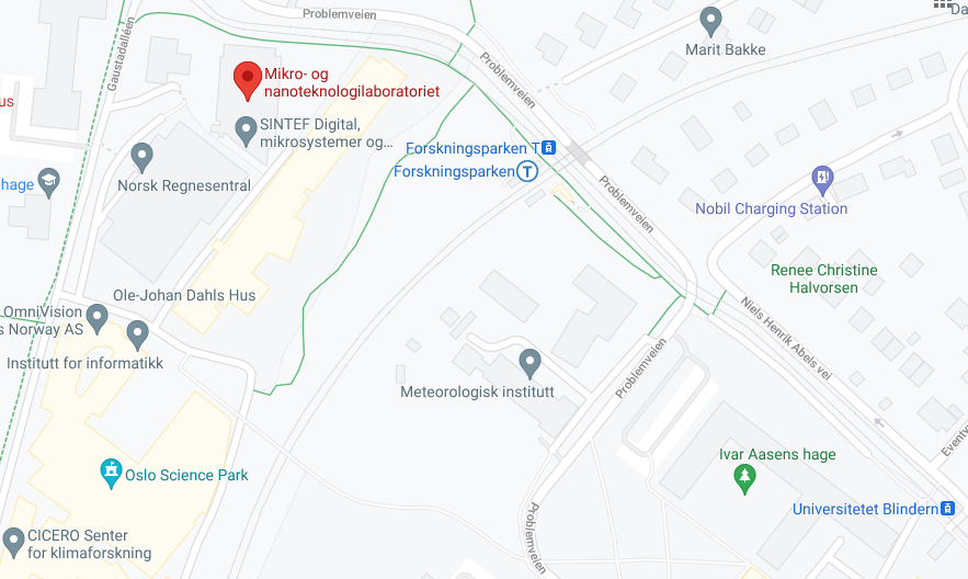 Map showing where MiNaLab is located in Oslo