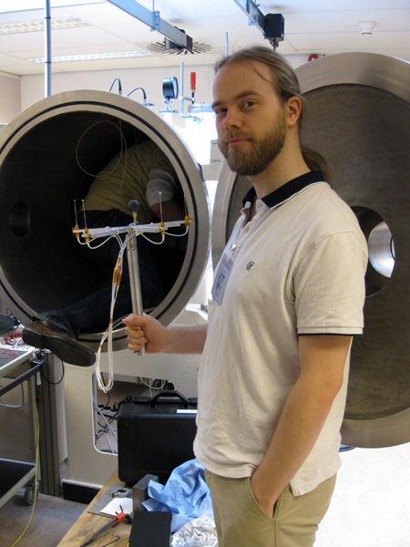 Important job... Holding probes.