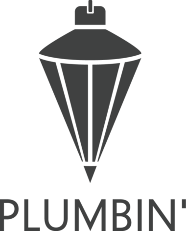 Picture of a stylized plumb bob hanging over the acronym PLUMBIN'