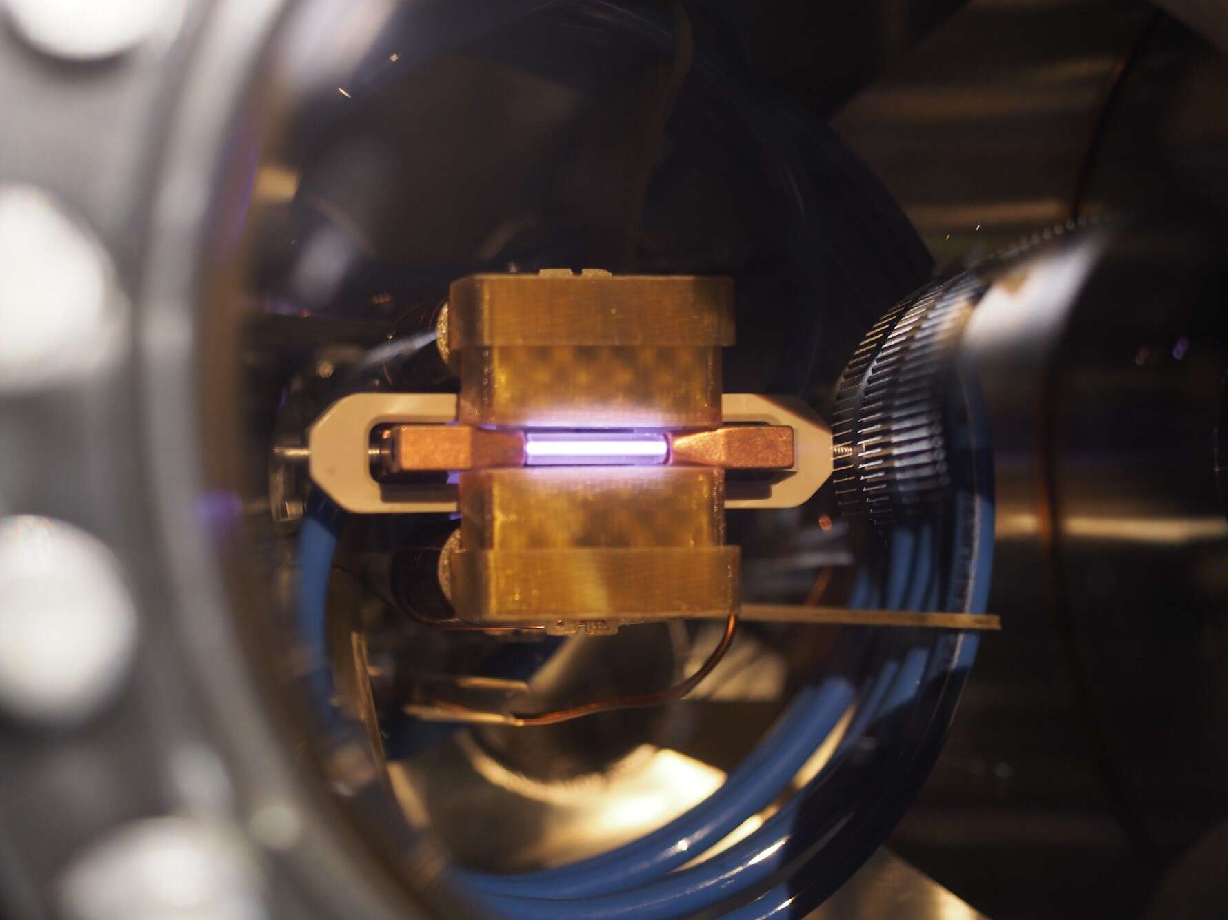 Photograph of the Active Plasma Lens in the vacuum chamber at CLEAR