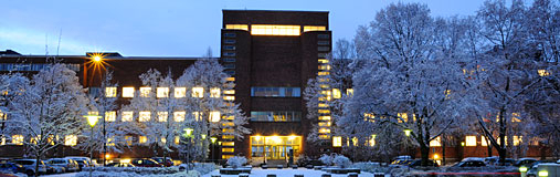 the physics building in winter
