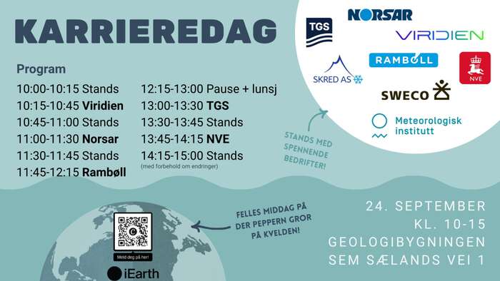 Welcome to the Geosciences Student Career Day – 2026. Poster: Rebecca Rehell Øistad/UiO