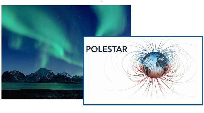 Jordens magnetfelt beskytter oss for solpartikler, men nær polene kommer noen gjennom og lyser opp som nordlys på himmelen som her i Norge. Men i hvilken grad er denne beskyttelsen viktig for at en planet er beboelig? Foto/Aurora Borealis: Colourbox/Roksana Bashyrova | Logo: Polestar