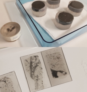 Typical samples analyzed on EMPA are polished geological thin sections and embedded materials in epoxy mounts (25 mm in diameter) – Other samples can be analyzed on request. Photo: Gunn Kristin Tjoflot/GEO
