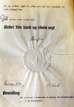Figure 6. Victor Moritz Goldschmidt’s Entlassungurkunde.