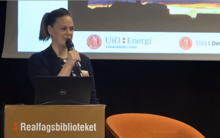 Ingrid M. Anell, Researcher at Department of Geosciences opens the “Outside the BoCCS" seminar in the The Science Library, 14.11.19. Photo: Science Library/UiO (from the live stream)