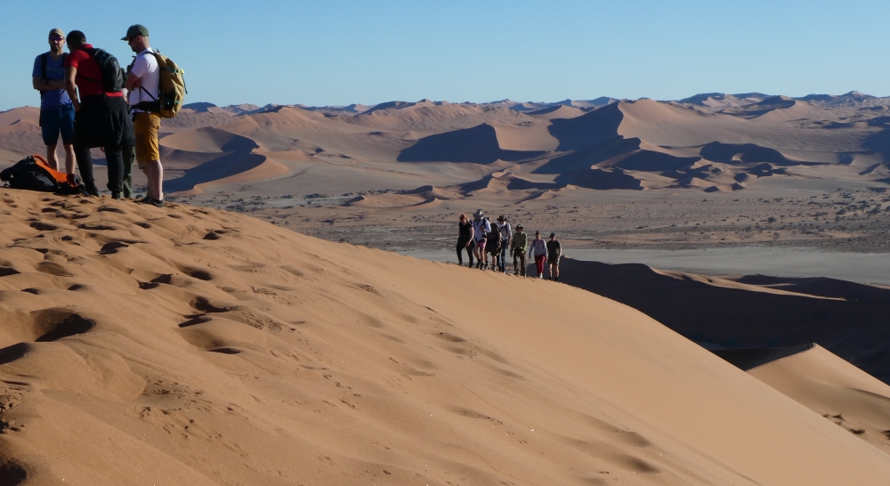 UiO students and teachers on fieldwork, learning about sediments and CO2 storage, Namibia. Photo: Braathen/UiO