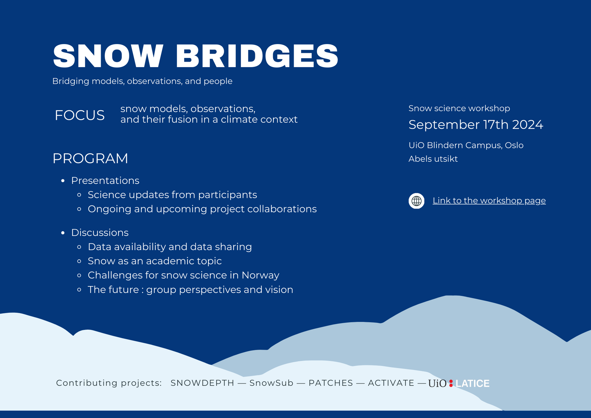 Banner/Logo Snow Bridges – Snow Science Workshop - UiO 
