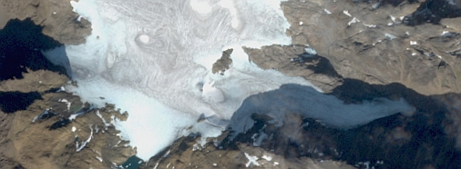 The glacier Langfjordjøkelen, Finnmark in North Norway. Photo: Copernicus Sentinel Data 2016