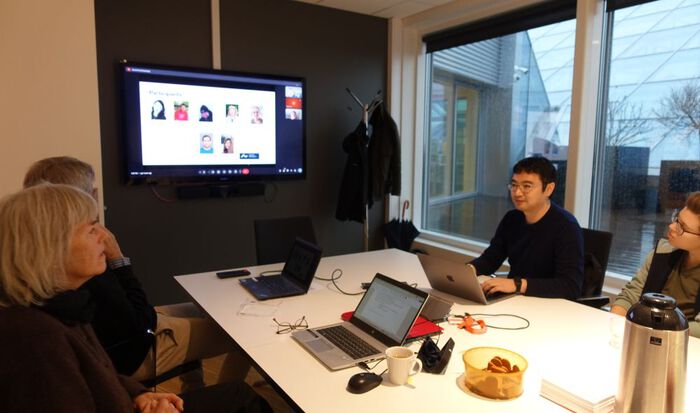 Researcher Haochi Che presenting the project for the Board of the Department of Geosciences, on a meeting on 27. November 2025, in Oslo Science Park Photo: Gunn Kristin Tjoflot/UiO