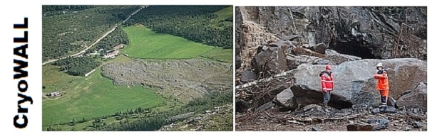 Left: Debris flow triggered by a rock-slide from a permafrost rock wall in Signaldalen, Troms county. Right: Rock fall blocking a road in southern Norway. Photo: Celine Steiger, UiO & Jan Otto Larsen, Norwegian Road Adminstration
