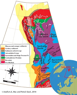A geological map of the Barents Sea. 
