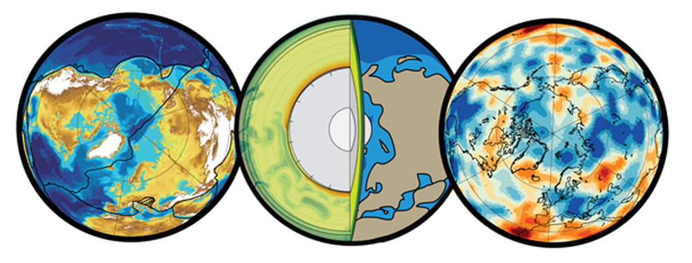 POLARIS, tre bilder av Jorda av Arktis de siste 400 millioner årene. Figur: Grace E. Shephard