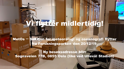 Flyttesjau i korridorene på MetOs rett før jul 2019. Foto: GKT/UiO