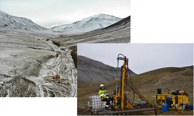 Den største masseutryddinga av liv på jorda skjedde for 250 millionar år sidan. Deltadalen på Svalbard har forskarane funne spor etter kva som har skjedd. Foto: Julian Janocha, Institutt for geofag, UiO / Sverre Planke, VBPR & UiO