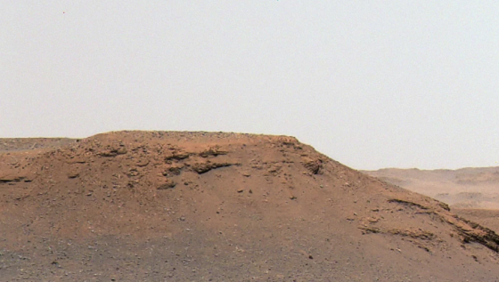 Foto tatt av Mars-roveren Perseverance i Jezero-krateret, 17. april. Roveren leter etter tegn på liv, men skal også samle inn mineraler og støv som skal undersøkes når de kommer til jorda. Foto: NASA/JPL-Caltech/ASU/MSSS