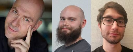 Portrait photos of three men.