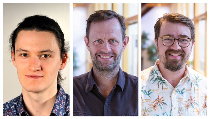 Portrait photo of Simon Elias Schrader, Thomas Bondo Pedersen, Simen Kvaal.