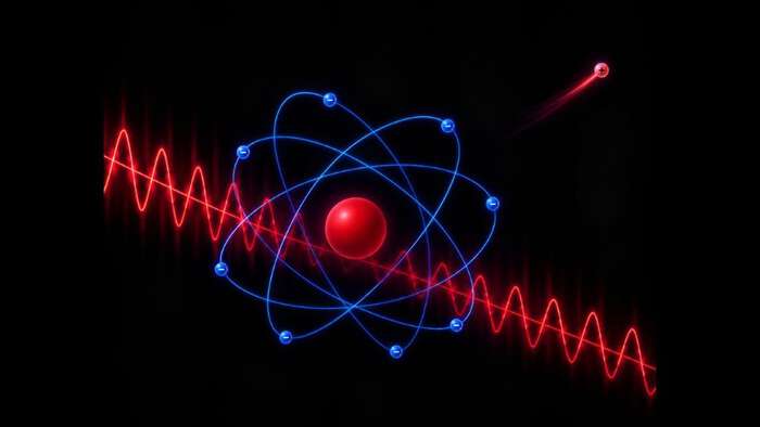 A laser pulse interacting with a chloride ion and a positron.