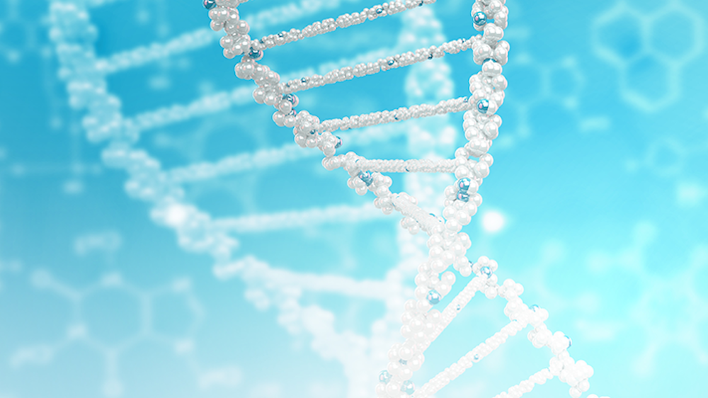 Illustrasjonsfoto av DNA blå bakgrunn