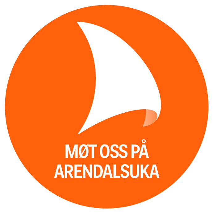 Logo for Arendalsuka med teksten: Møt oss på Arendalsuka